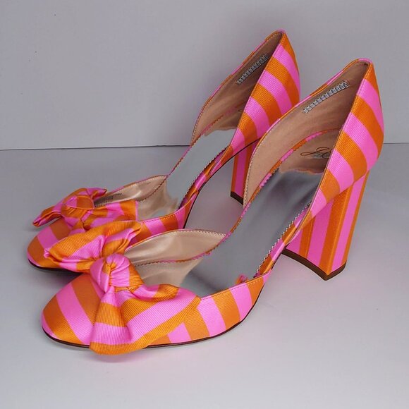 J. Crew Shoes - J. Crew Bell d'Orsay pumps in tie stripe pink/orange/gold 9, 8.5 Made in Italy